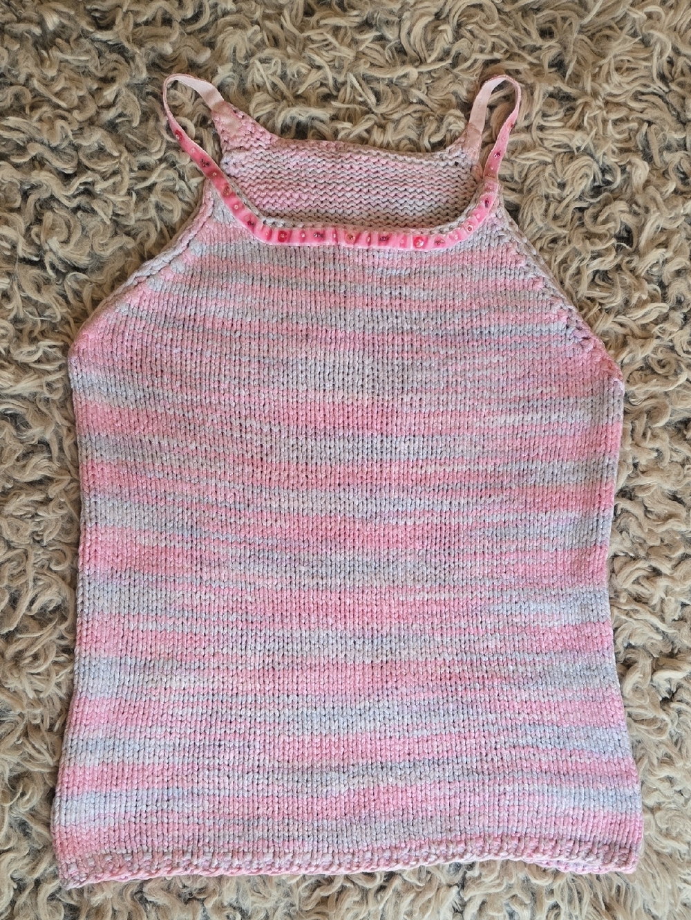 OOAK Vintage Hand Knitted Tank Top in Pastels